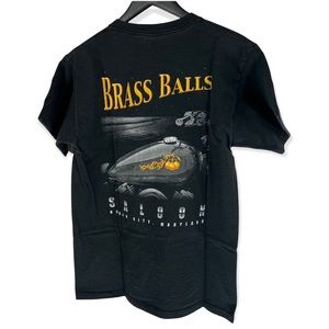 Brass Balls Saloon Motorcycle Black T Shirt Short Sleeve Crew Vintage Ocean City